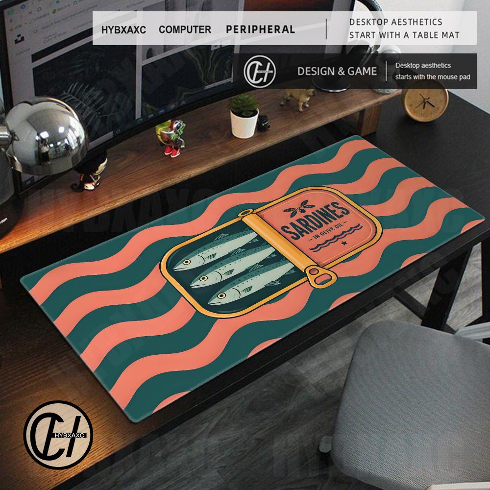 Retro Gaming Keyboard And Mouse - Vintage Sardines Mouse Pad Retro Seafood